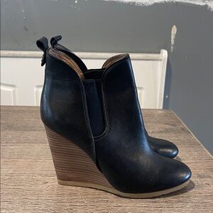 COACH “Farah” Black Leather Wedge‎ Bootie Size 8
